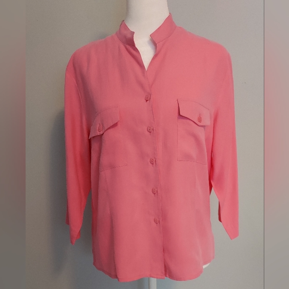 Bay Studio PL Pink Silk Button Down Blouse